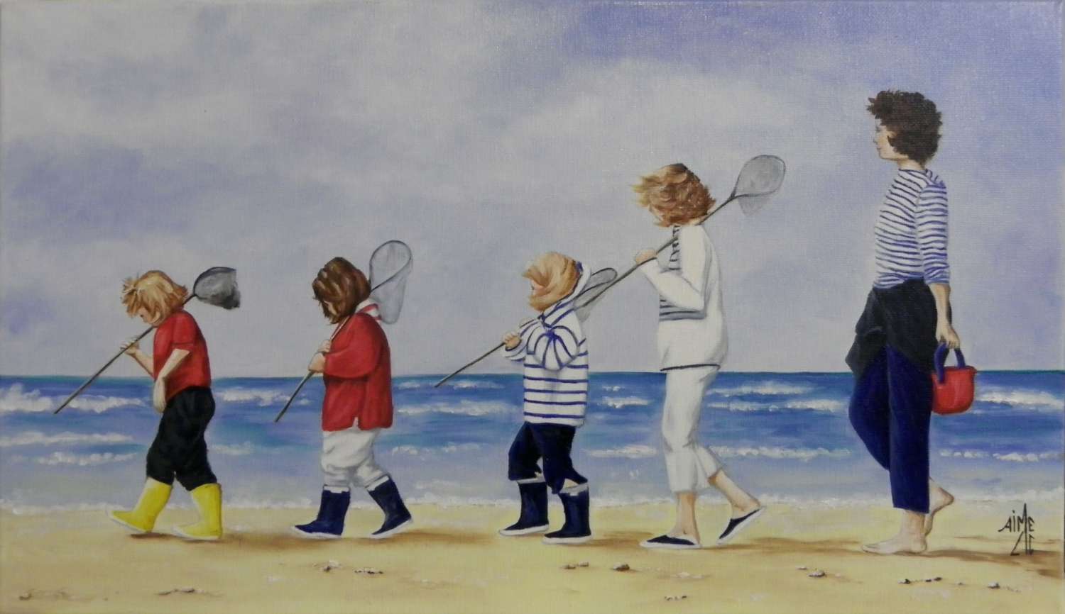 Pêche en famille 46x28 cm