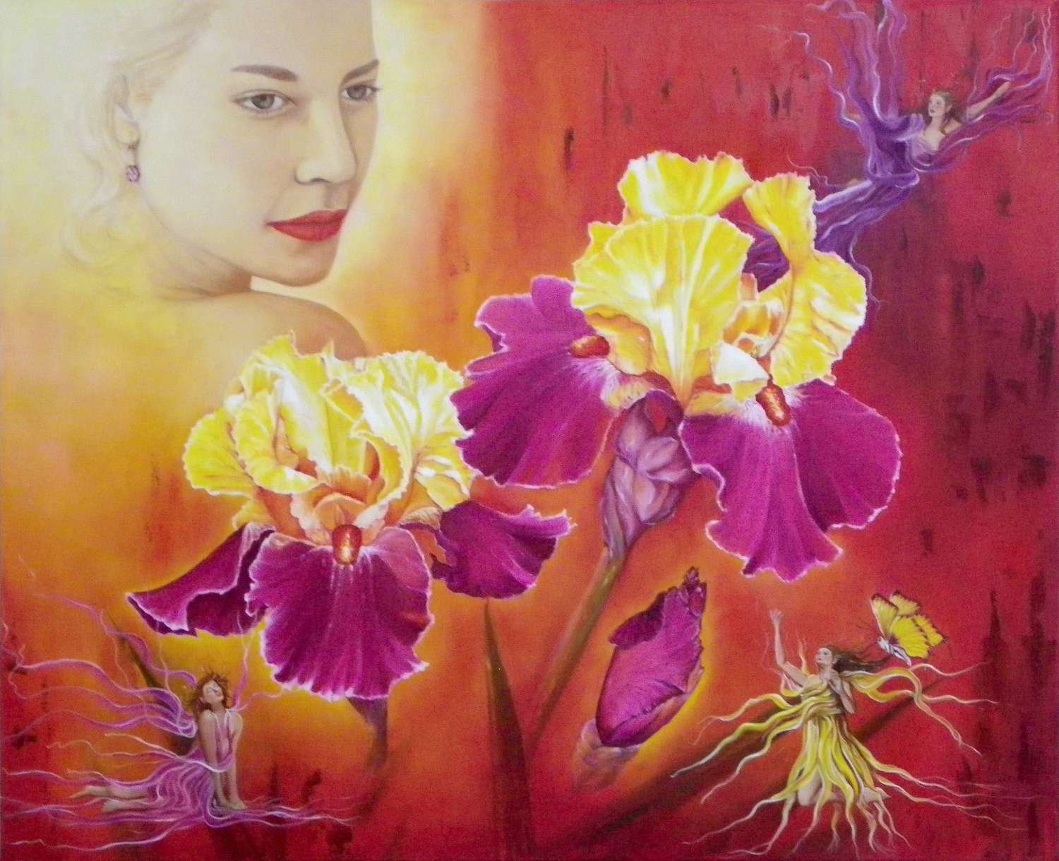 deesse-aux-iris Huile sur toile 74x60cm